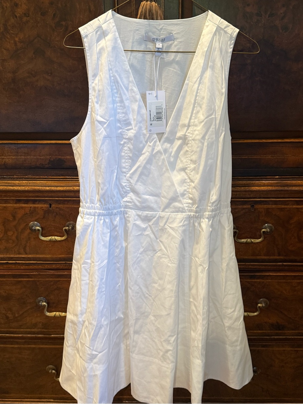 Derek Lam White V-Neck Sleeveless A-Line Dress
